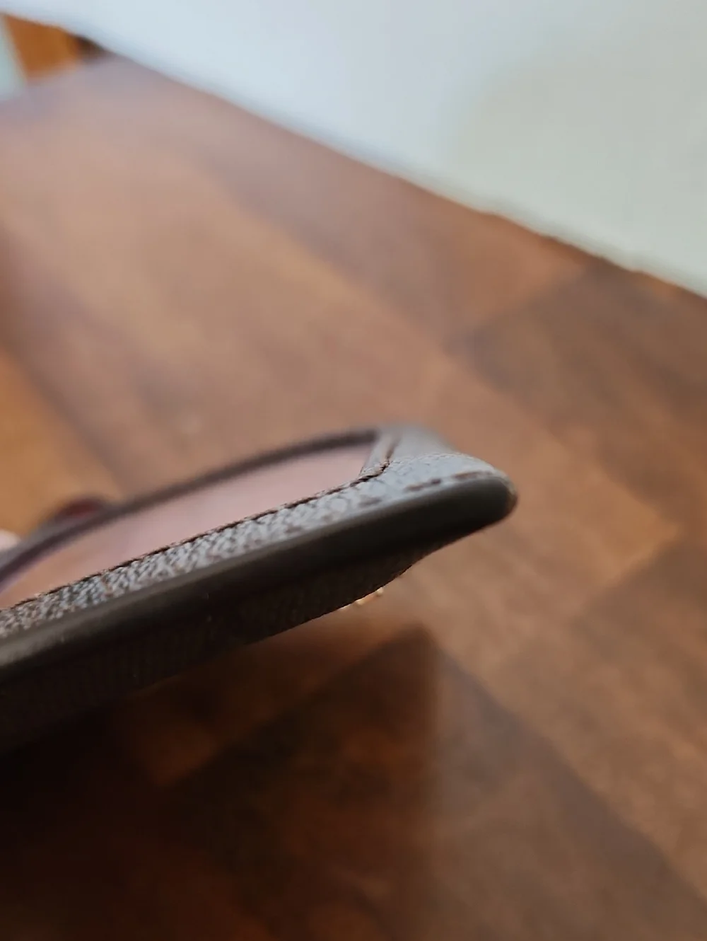 COACH Signature Canvas Card Case Wallet in Brown and Red - Picture 8 of 8